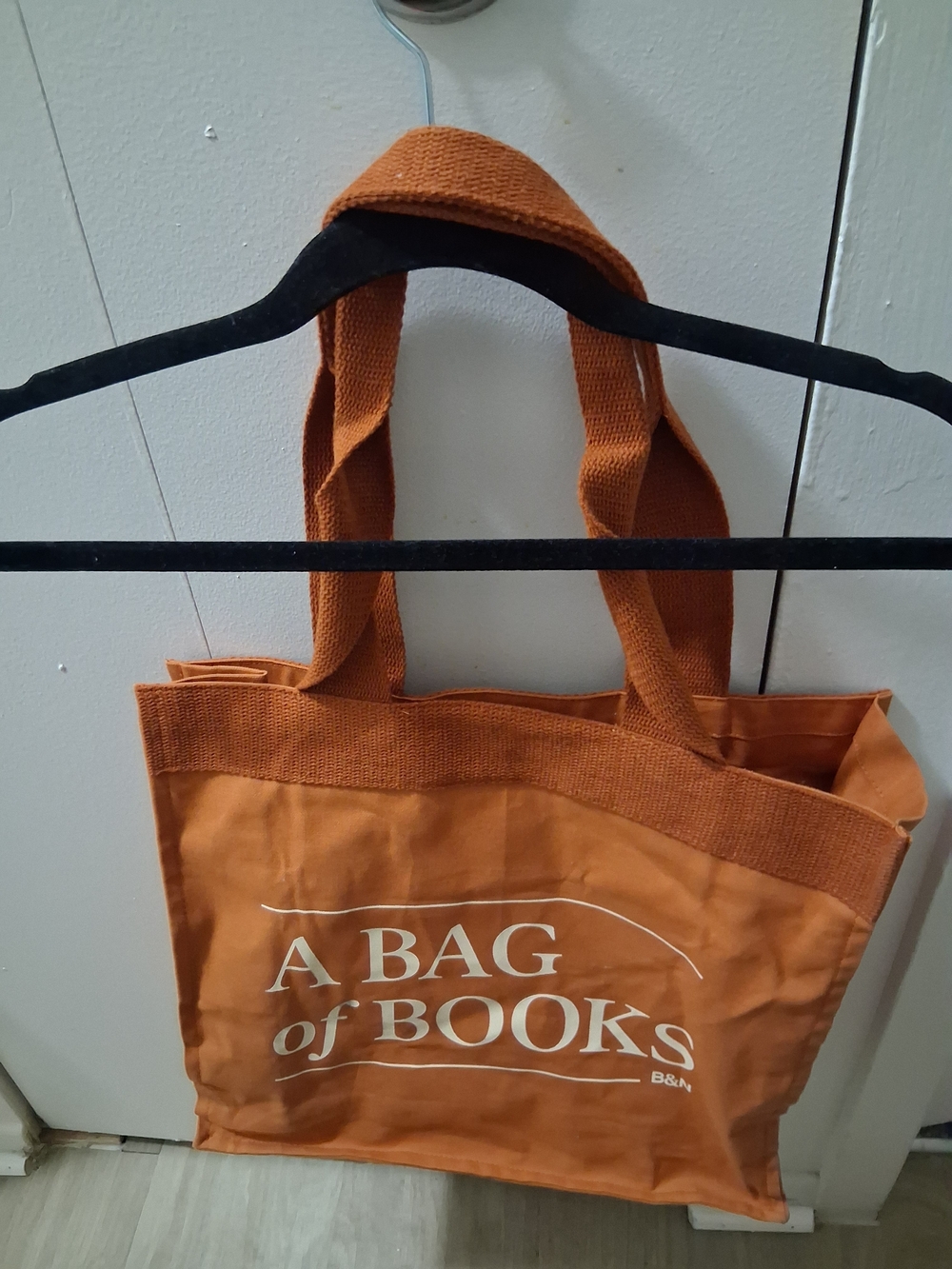 Barnes & Noble Orange Canvas Tote with White Text